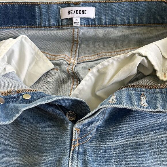 RE/DONE 90s High Rise Ankle Crop Worn Bright Blue Jeans size 25 - Picture 3 of 11